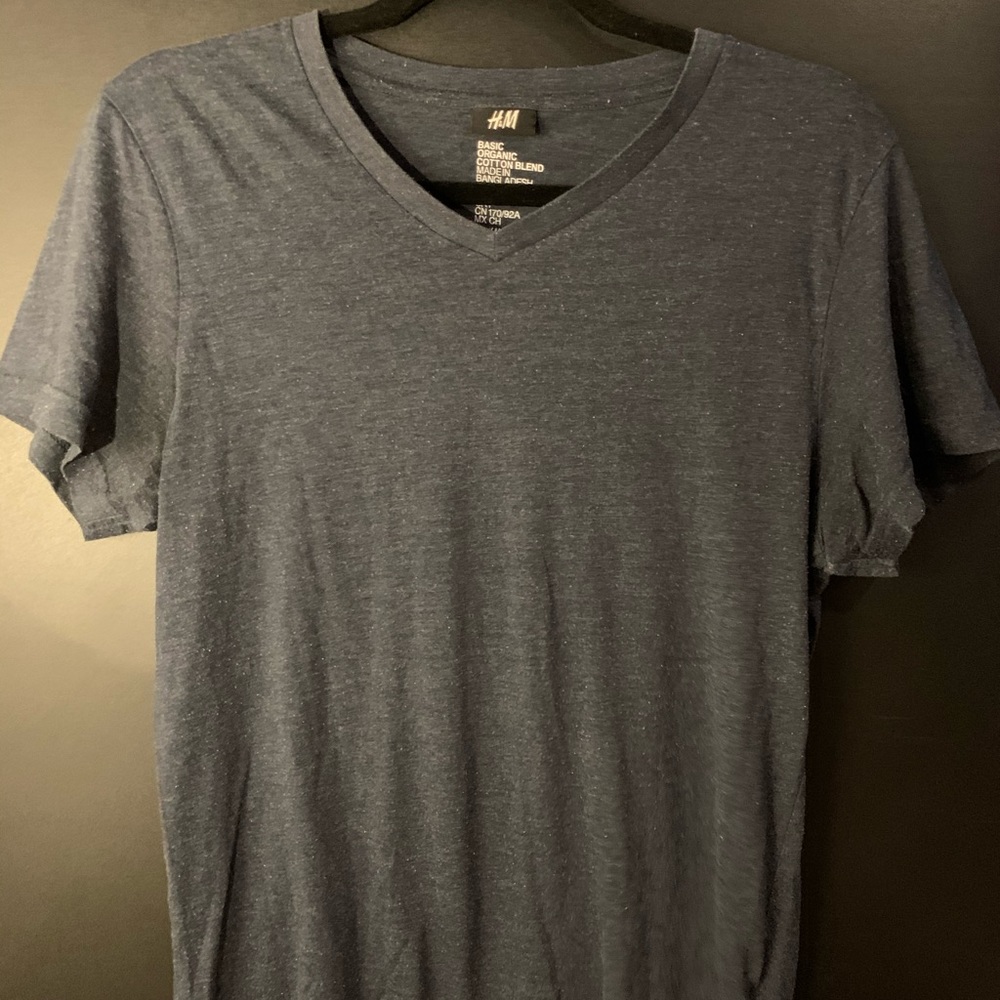 Slim Fit V-Neck Navy Blue Tshirt